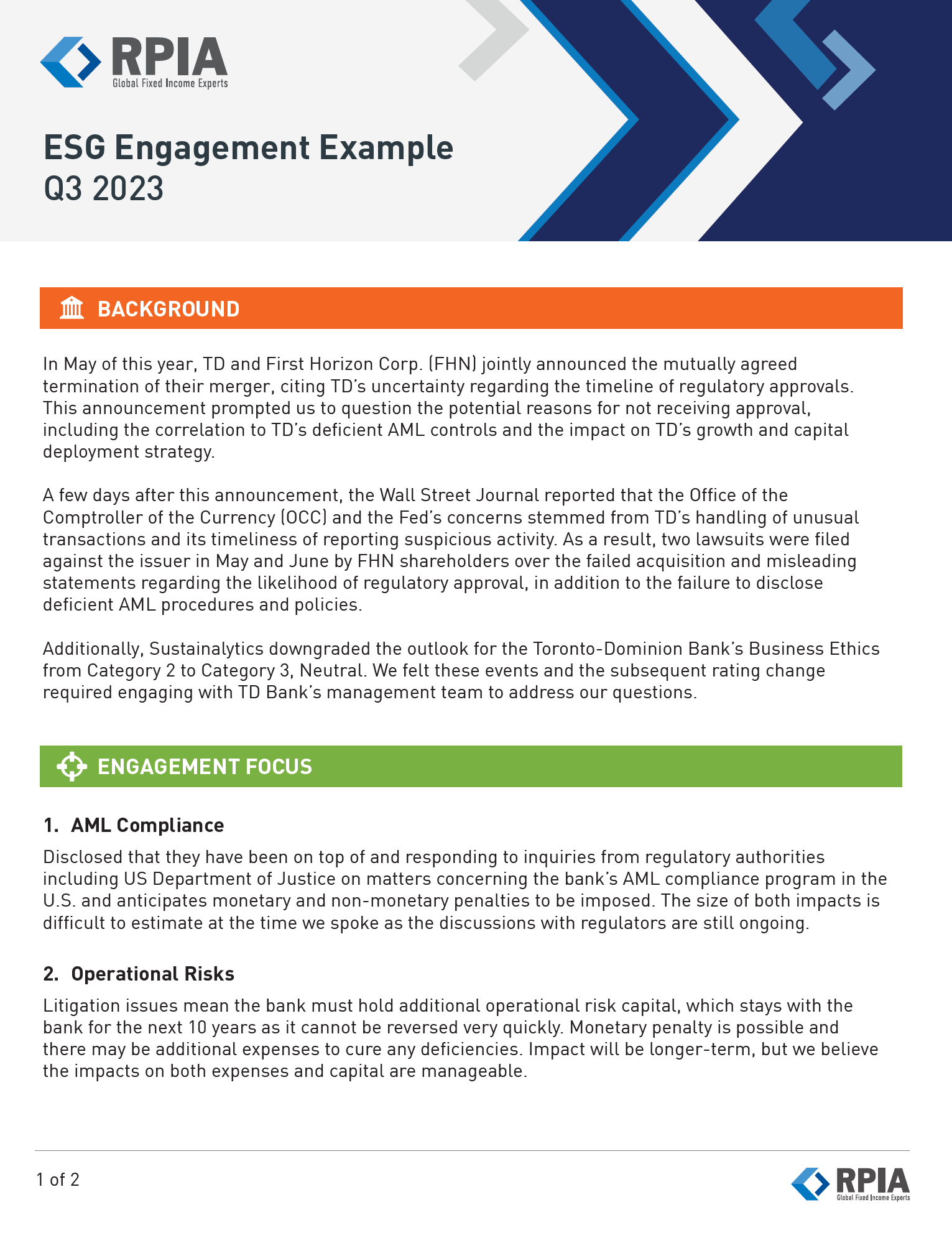 Q3 2023 ESG Engagement Example